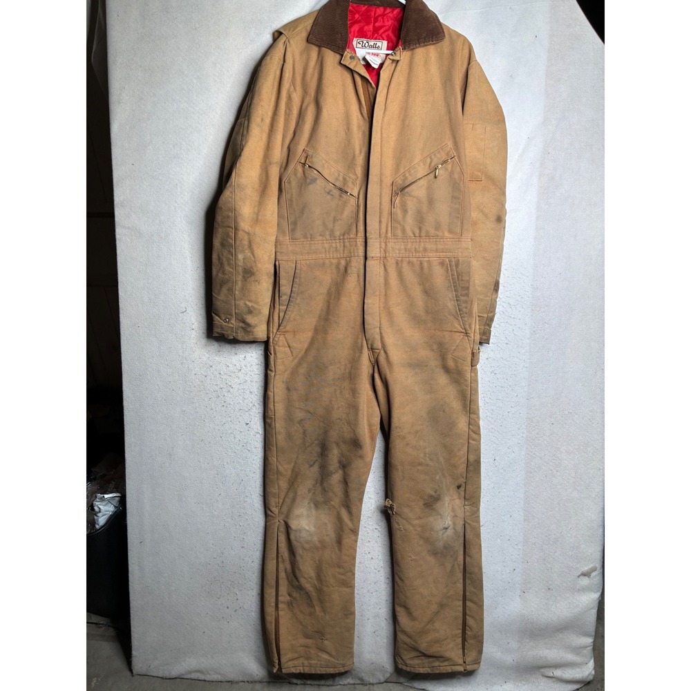 Walls Blizzard-Pruf Insulated Coveralls Mens Medium Tall Tan Duck Canvas USA